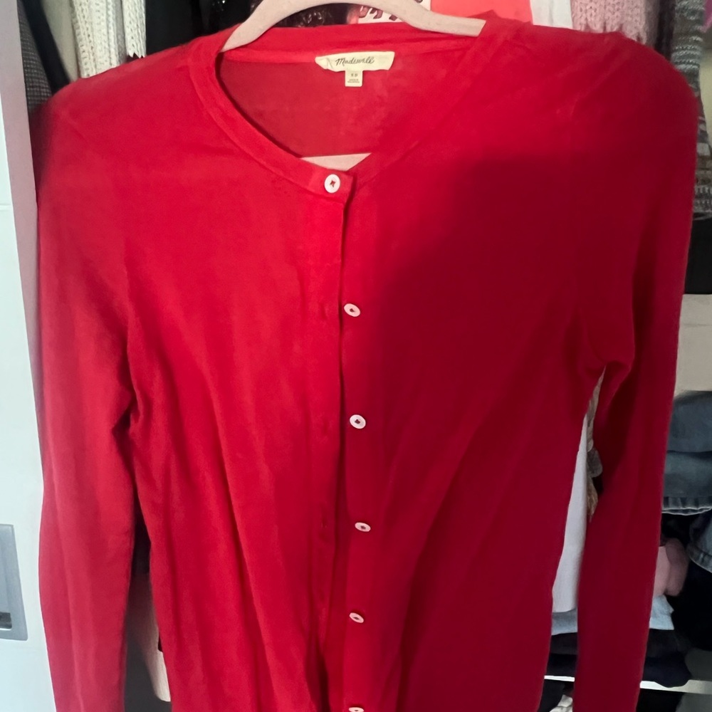 Madewell Red Cardigan Sweater
